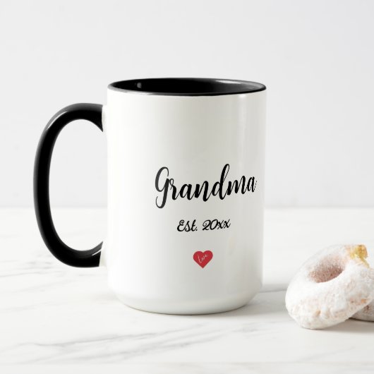 Moderne Script Oma Jaar Est Hart 2 Getint Mok (Met donut)