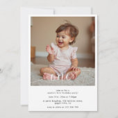 Moderne Script Overlay Baby's Eerste Verjaardag Fo Kaart (Voorkant)