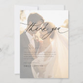 Moderne Script Overlay Foto Bruiloft Bedankkaart (Voorkant)