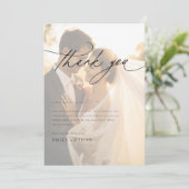 Moderne Script Overlay Foto Bruiloft Bedankkaart (Staand voorkant)