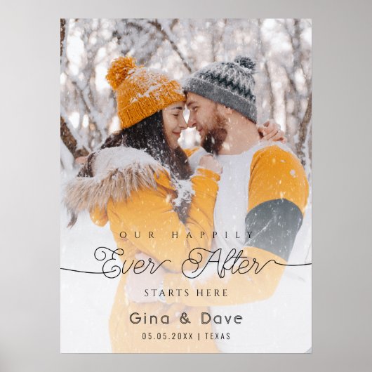 Moderne script overlay huwelijksfoto welkomstposte poster (Voorkant)