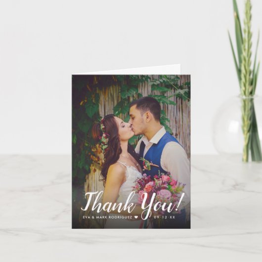 Moderne Script Overlay Trouwfoto Bedankkaart (Voorkant)