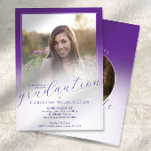 Moderne Script Paarse Ombre Foto Afstuderen Kaart