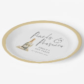 Moderne Script Parels en Prosecco Hen Party Papieren Bordje (Gekanteld)