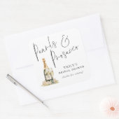 Moderne Script Parels Prosecco Bruidsfeest Bedankt Vierkante Sticker (Envelop)