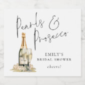 Moderne Script Parels Prosecco Cheers Bruidsuitnod Sparkling Wijnetiket (Enkel label)