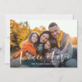 Moderne Script Peace Love Simple Flat Holiday Card Feestdagenkaart (Voorkant)