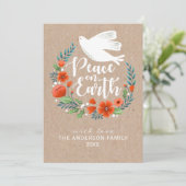 Moderne Script Peace on Earth-kerstfoto Feestdagenkaart (Staand voorkant)