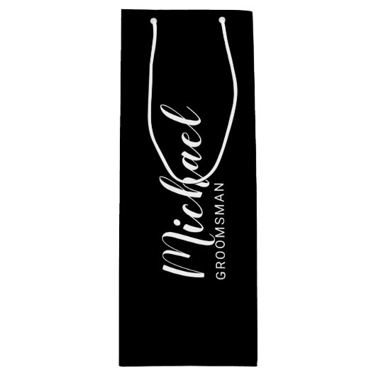 Moderne script Persoonlijke Bruidsjonker Wijn Cadeautas (Voorkant)