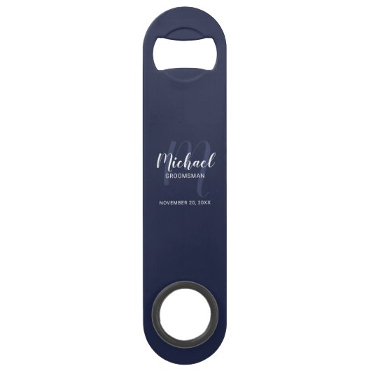 Moderne Script Persoonlijke Bruidsjonkers Speed Flessenopener (Voorkant)
