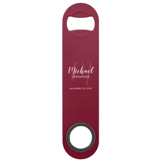 Moderne Script Persoonlijke Bruidsjonkers Speed Flessenopener (Voorkant)