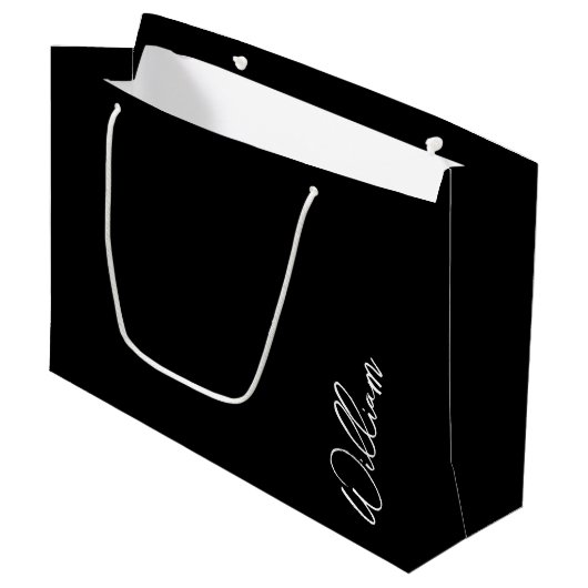 Moderne Script Persoonlijke naam Grote Gift Bag Groot Cadeauzakje (Voorkant Gekanteld)