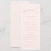 Moderne Script Perzik Huwelijksmenu Menu (Voorkant / Achterkant)