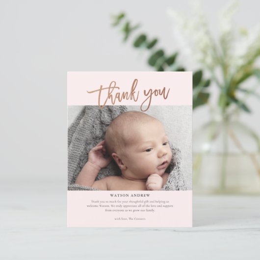 Moderne Script Photo Baby - Hartelijk dank (Staand voorkant)