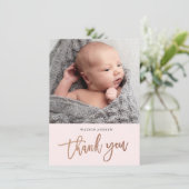 Moderne Script Photo Baby - Hartelijk dank Bedankkaart (Staand voorkant)