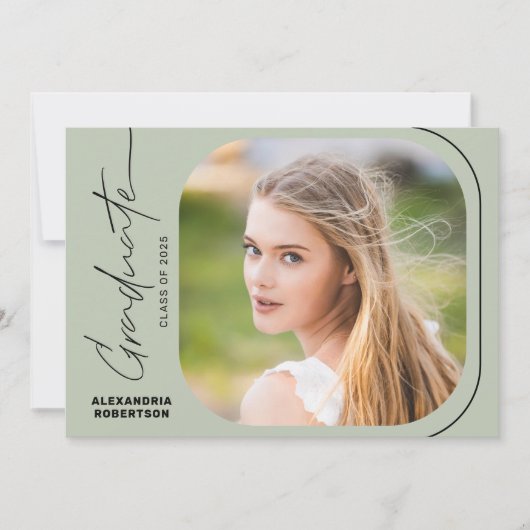 Moderne Script Photo Class van 2025 Graduation Par Kaart (Voorkant)