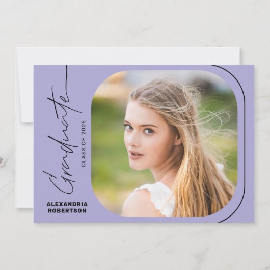 Moderne Script Photo Class van 2025 Graduation Par Kaart (Voorkant)
