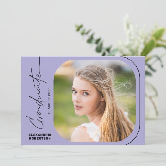 Moderne Script Photo Class van 2025 Graduation Par Kaart (Staand voorkant)