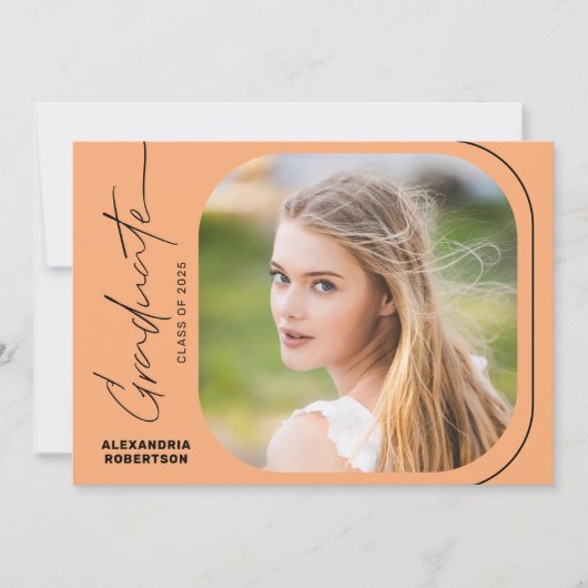Moderne Script Photo Class van 2025 Graduation Par Kaart (Voorkant)