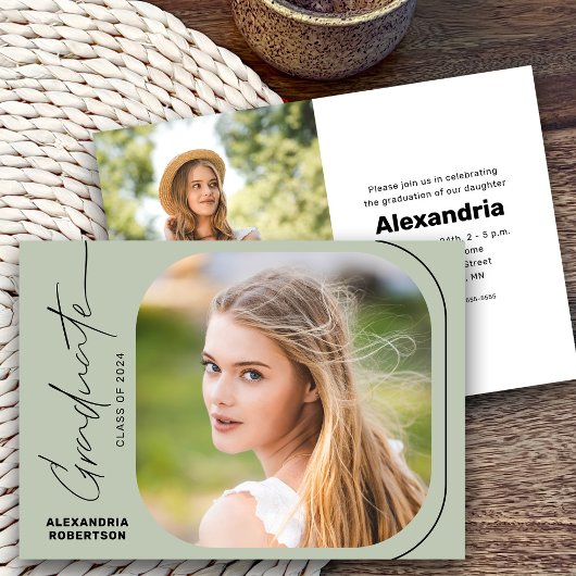 Moderne Script Photo Class van 2025 Graduation Par Kaart