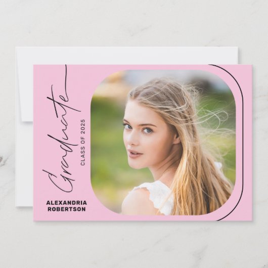Moderne Script Photo Class van 2025 Graduation Par Kaart (Voorkant)