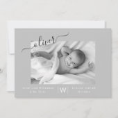 Moderne Script Photo Collage New Baby Birth Aankondiging (Voorkant)