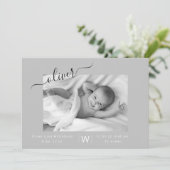 Moderne Script Photo Collage New Baby Birth Aankondiging (Staand voorkant)