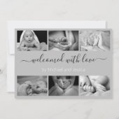 Moderne Script Photo Collage New Baby Birth Aankondiging (Achterkant)
