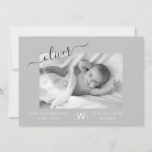 Moderne Script Photo Collage New Baby Birth