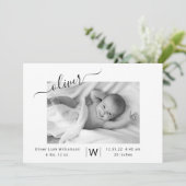 Moderne Script Photo Collage New Baby Birth Aankondiging (Staand voorkant)