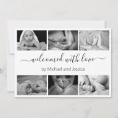 Moderne Script Photo Collage New Baby Birth Aankondiging (Achterkant)
