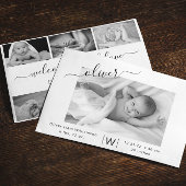 Moderne Script Photo Collage New Baby Birth Aankondiging