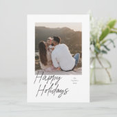Moderne Script Photo Holiday Card Feestdagenkaart (Staand voorkant)