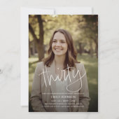 Moderne Script Photo Minimal 30th Birthday Kaart (Voorkant)