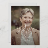 Moderne Script Photo Minimal 60e verjaardag Kaart (Voorkant / Achterkant)