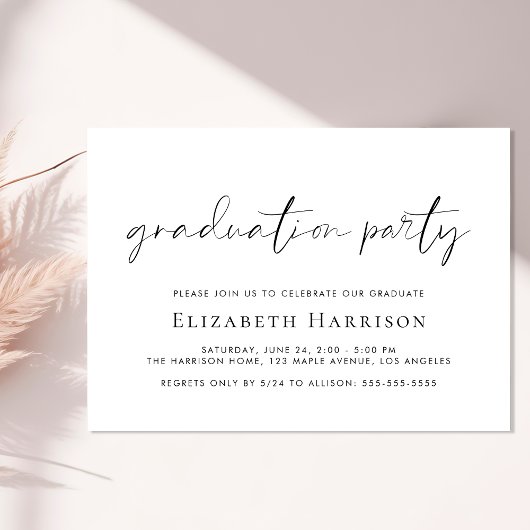 Moderne Script Photo Overlay Graduation Party Kaart
