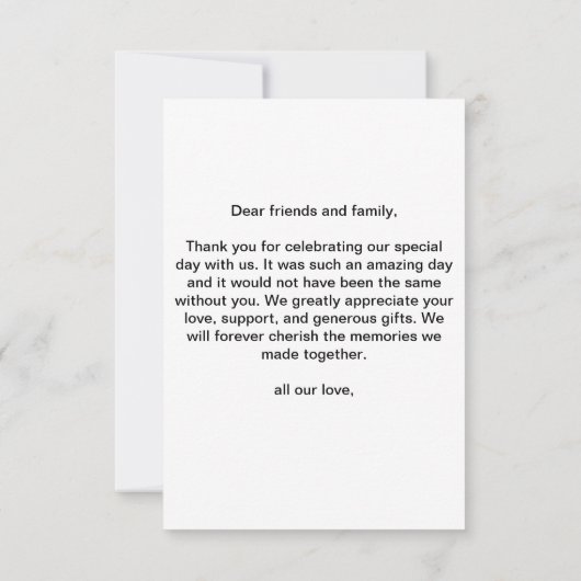 Moderne Script Photo Weddenschap Hartelijk dank (Achterkant)