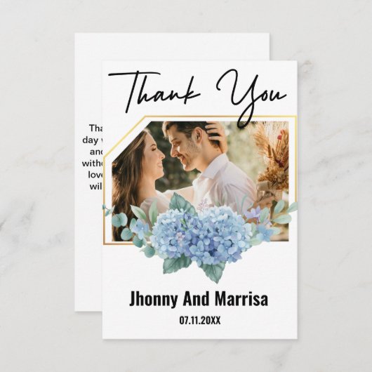 Moderne Script Photo Weddenschap Hartelijk dank (Voorkant / Achterkant)