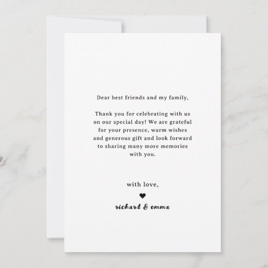 Moderne Script Photo Weddenschap Hartelijk dank Bedankkaart (Achterkant)