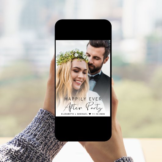 Moderne Script Photo Wedding Reception Kaart