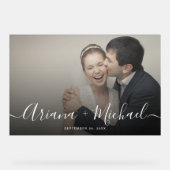 Moderne Script Photo Wedding Semi-transparant Acryl Bord (Voorkant)