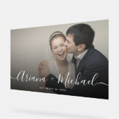 Moderne Script Photo Wedding Semi-transparant Acryl Bord (Hoek)