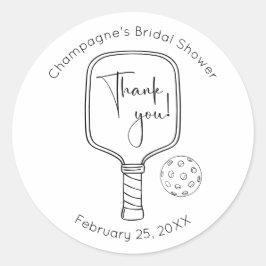 Moderne Script Pickleball Bruiloft Dank Je Ronde Sticker