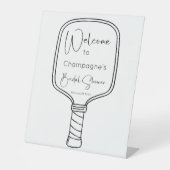 Moderne Script Pickleball Bruiloft Feestelijke Wel Reclamebord Met Voetstuk (Voorkant)