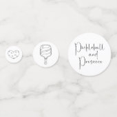 Moderne Script Pickleball & Prosecco Bruidsfeest Confetti (Achterkanten)