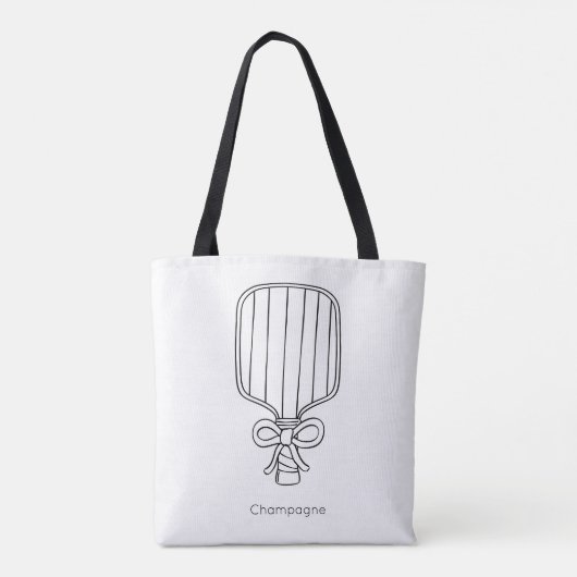 Moderne Script Pickleball & Prosecco Bruidsfeest Tote Bag (Achterkant)