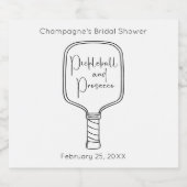 Moderne Script Pickleball & Prosecco Bruidsfeestje Sparkling Wijnetiket (Enkel label)