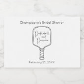 Moderne Script Pickleball & Prosecco Bruidsmeisje  Sparkling Wijnetiket (Enkel label)