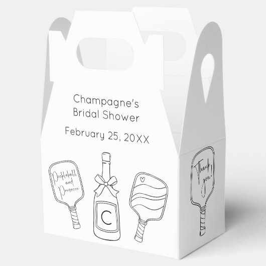 Moderne Script Pickleball & Prosecco Bruidsuitnodi Bedankdoosjes (Geopend)