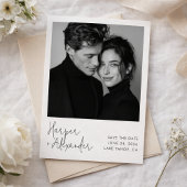 Moderne Script Polaroid Foto Huwelijk Opslag de Da Save The Date